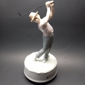 OTAGIRI The Impossible Dream Porcelain Golfer Musical Figurine Watch Video EUC
